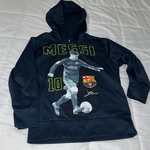 FCB Futbol Club Barcelona Messi #10 Hoodie Black Youth Size S Hooded Pullover